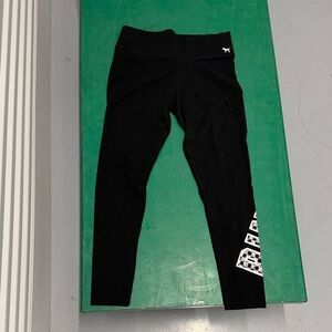 PINK Victoria's Secret Black Leggings with Black and White Accents